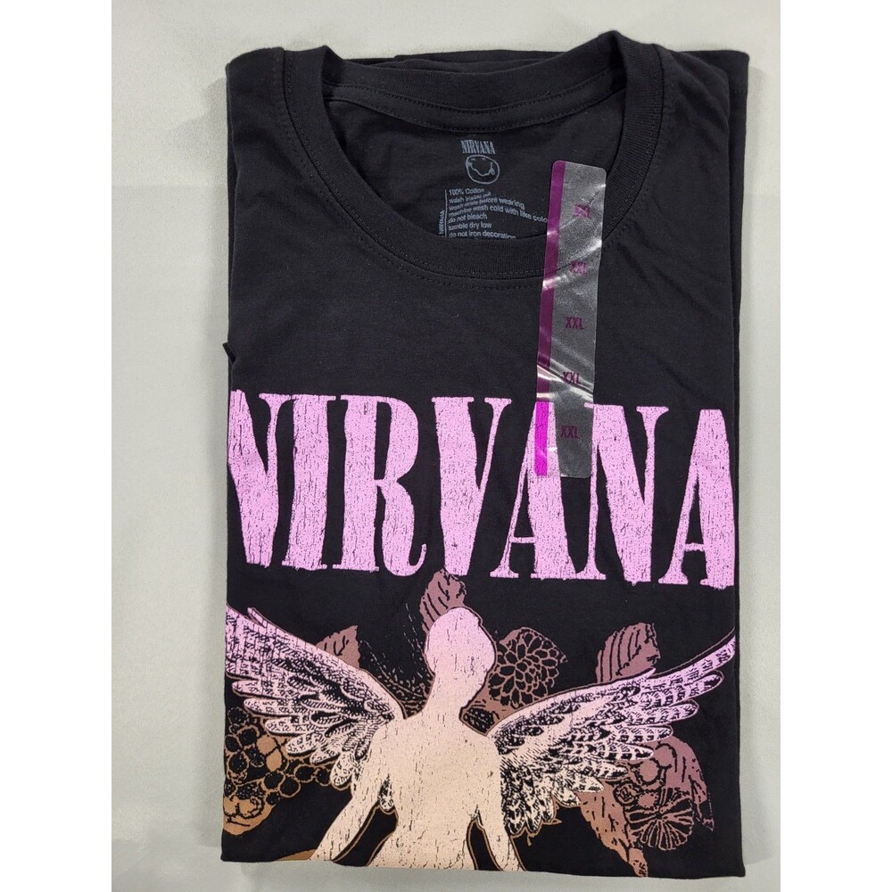 Nirvana In Utero T-Shirt Pastel Pink Logo Earthy Floral Graphic Women's Size 2XL